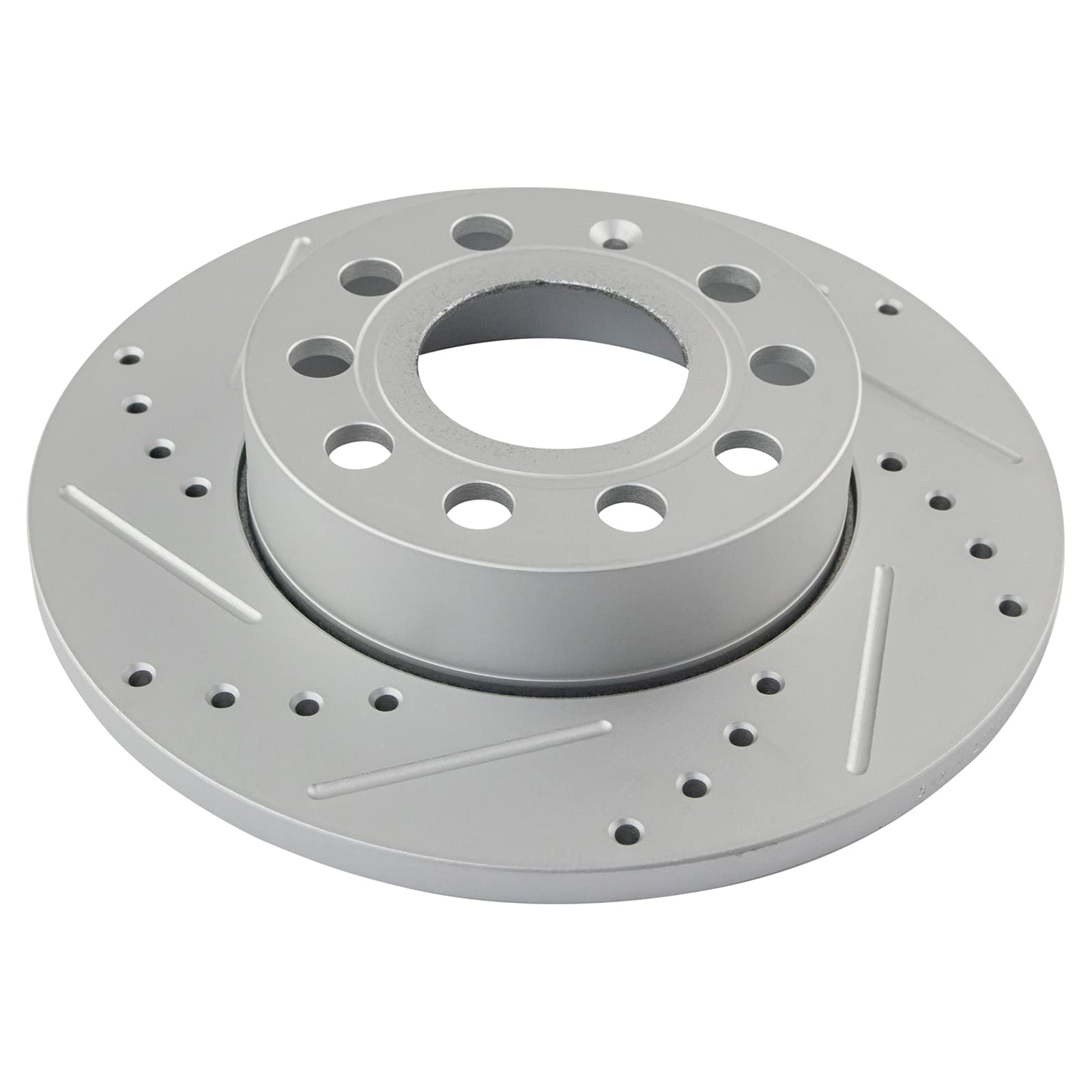 Trq Rear Performance Brake Rotors Set Premium G-Coated Cross Drilled & Slotted Compatible With 2008-2013 Audi A3 A3 Quattro 2010