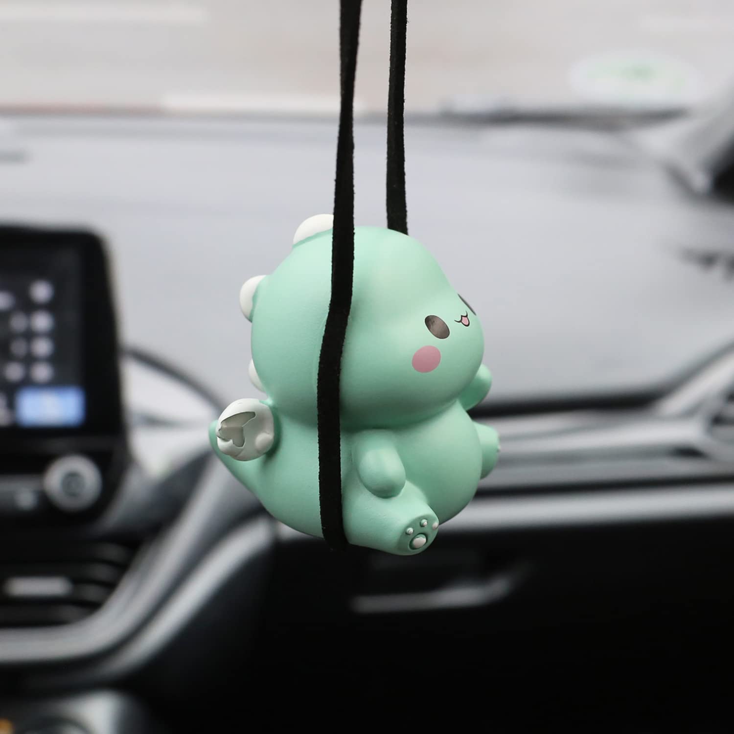 Swinging Dinosaur Car Hanging Ornament For Rear View Mirror, Cute Car Decor Accessories Interior, Car Pendant Dinosaur Hanging Swing(Green)