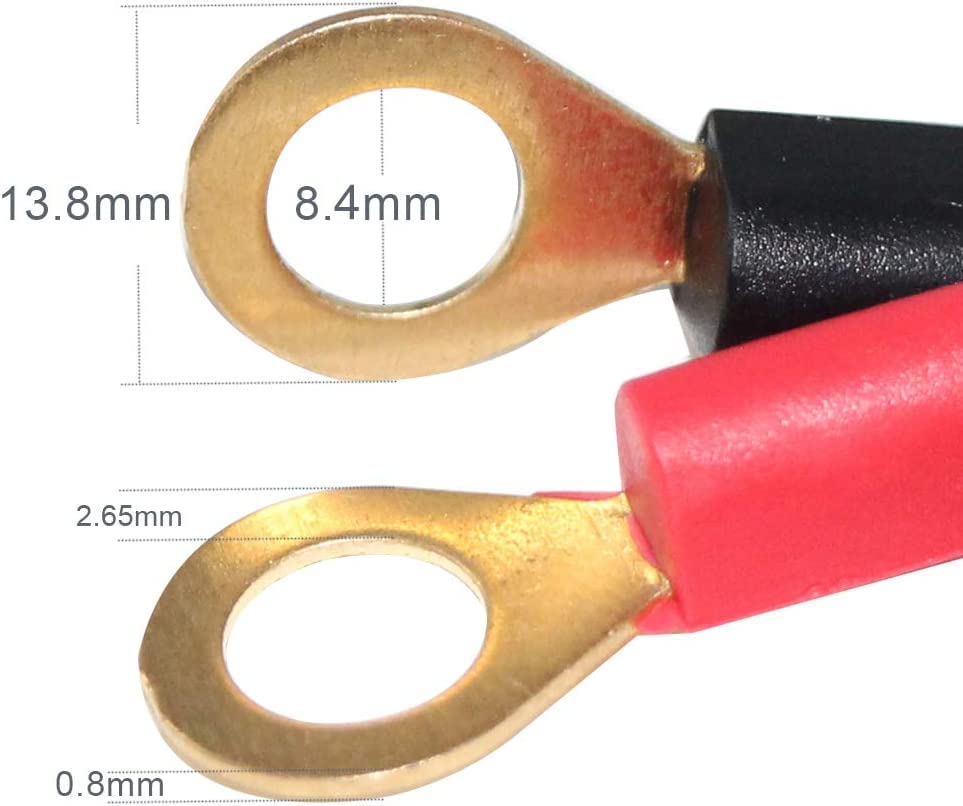 Kuncan Male Cigarette Lighter To O Ring Terminal Harness Extension Cable - 12V-24V Power Supply Cord Adapter Fuse 15A 16Awg Cabl