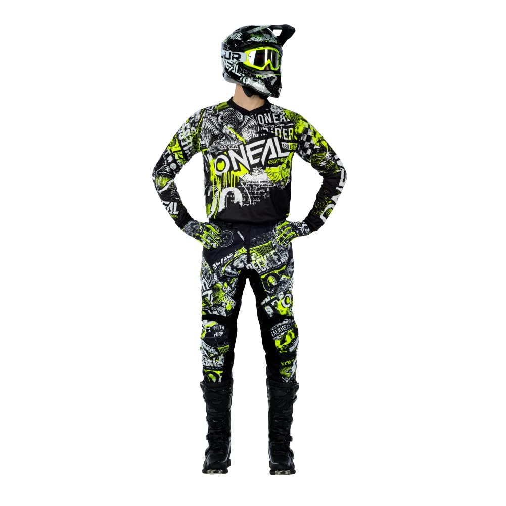O'Neal 0108-830 Unisex-Adult Element Attack Pant (Black/Hi-Viz, Size 30)