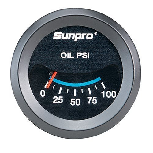 Sunpro CP7982 CustomLine Mechanical Oil Pressure Gauge - Black Dial