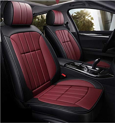 Hi Art Leatherette Custom Fit Front and Rear Car Seat Covers Compatible with Kia Seltos, [BlackCherry]
