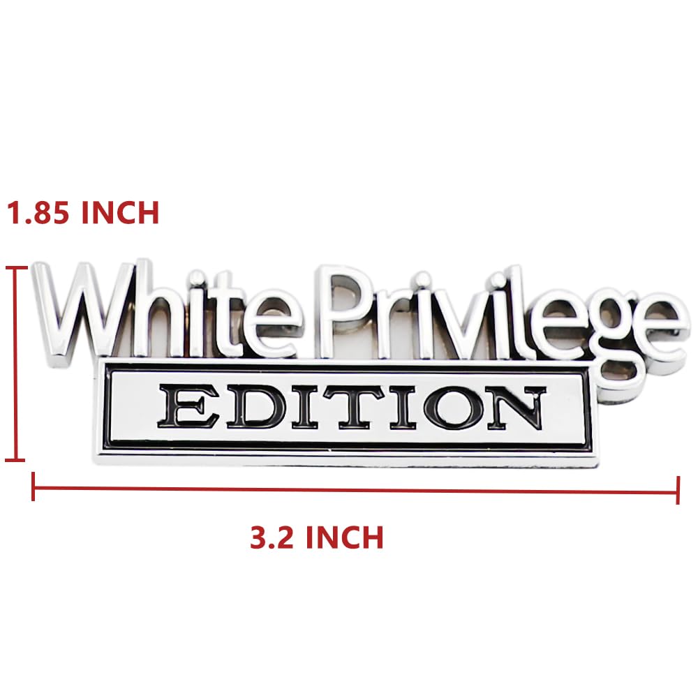2 Pcs White Priviledge Edition Emblem Car Side Rear Front Hood Trunk Door Fender Bumper Metal Badge 3D Decal Sticker Fit For F15