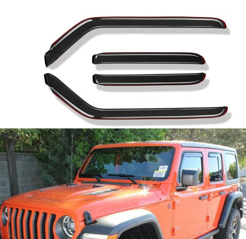 Zzdsnj Tape-On Rain Guard 4-Piece For 2018-2024 Jeep Wrangler Jl Unlimited 4 Door 2020-2024 Jeep Gladiator Jt Windows Visor Shie