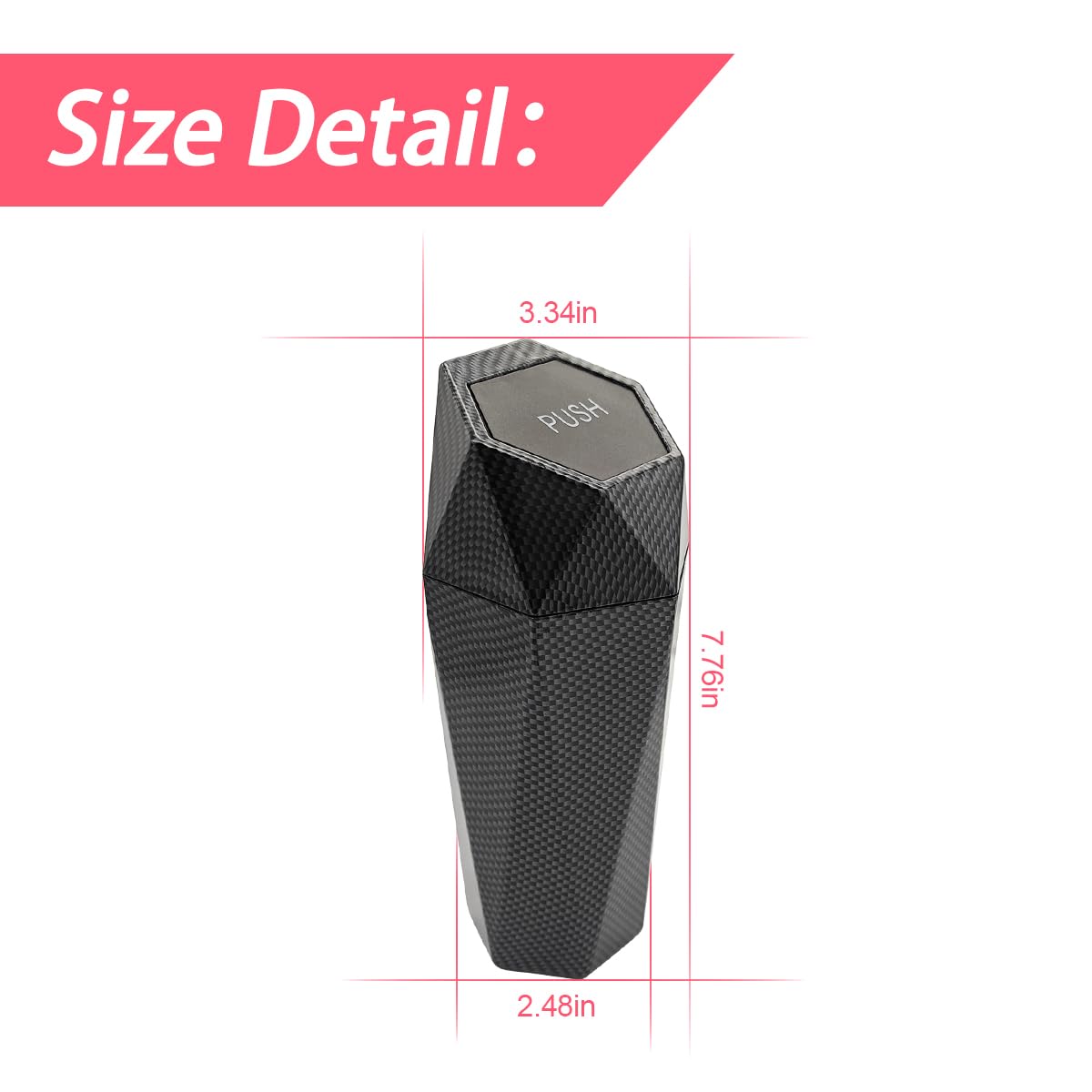 Blau Grun Car Trash Can With Lid, Small Leakproof Portable Auto Garbage Can, Mini Diamond Design Trash Dustbin, Waterproof Vehic