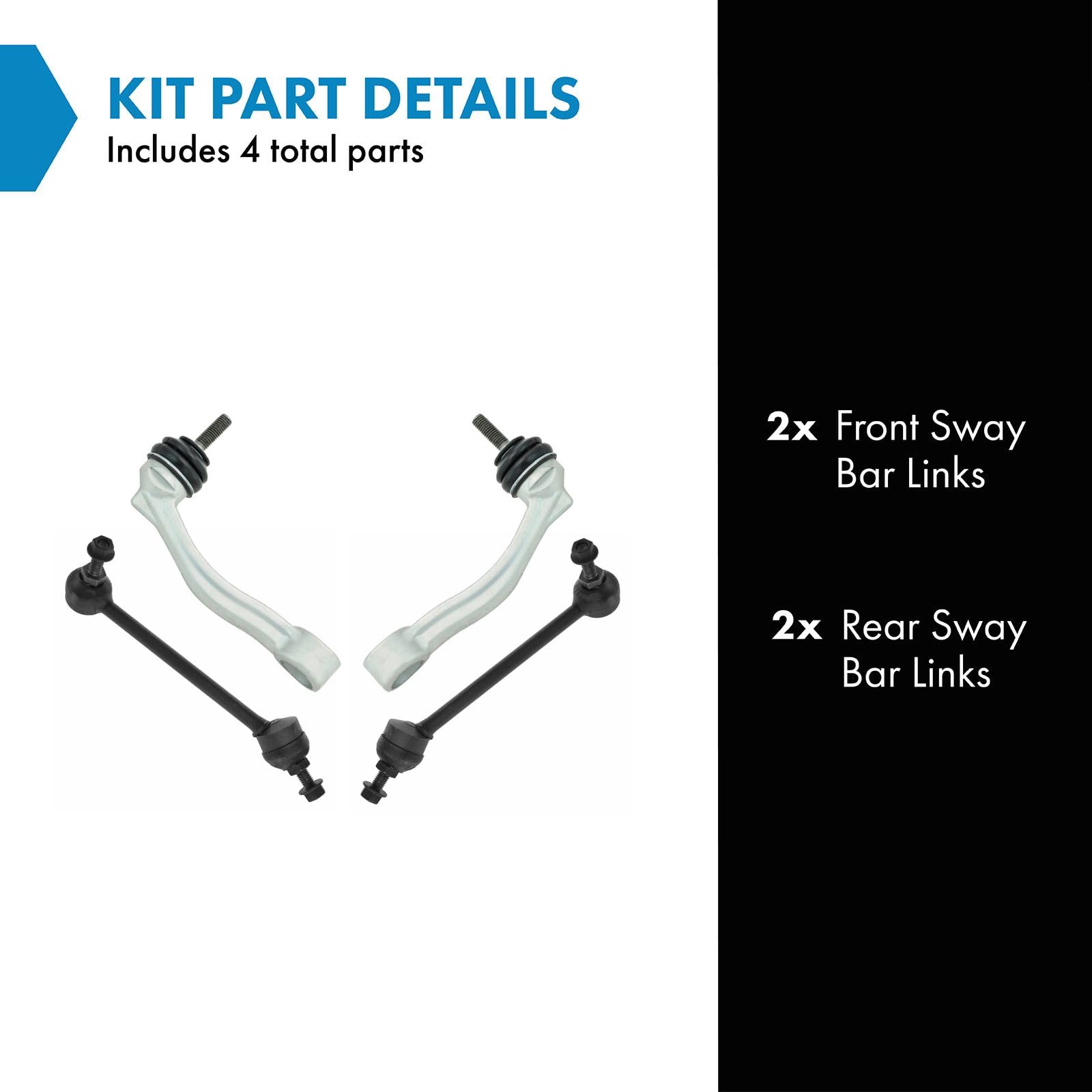 Trq Sway Bar Stabilizer Link Set Front & Rear Compatible With 14-19 F-Type 00-08 S-Type 05-09 Super V8 04-09 Vanden Plas 09-15 X