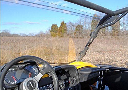 Superatv Heavy Duty Scratch Resistant Full Front Windshield For 2011-2020 Can-Am Commander 800 / Commander 1000 | 1/4' Polycarbonate | 250X Stronger Than Glass! | Easy Install | Usa Made