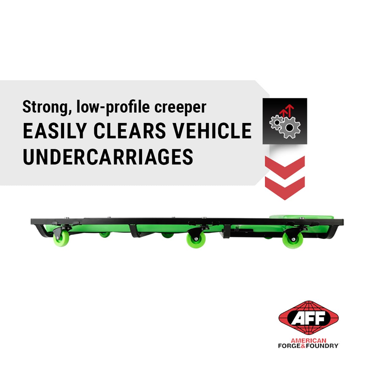 AFF Viking Mechanic's Creeper - Low Profile Fully Padded Design with Adjustable Head - Heavy Duty