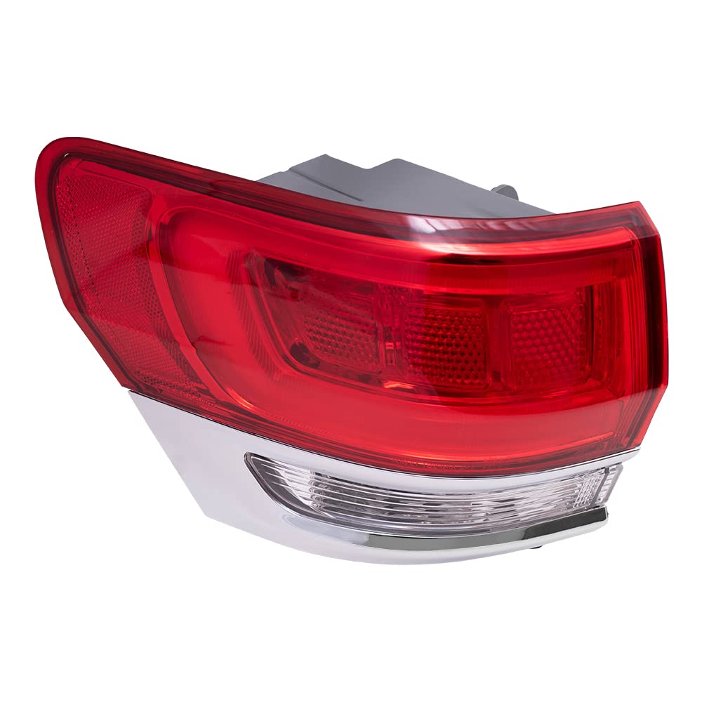 Brock Replacement Driver Side Tail Light Assembly With Chrome Bezel Compatible With 2014-2021 Grand Cherokee Laredo/Limited/Over