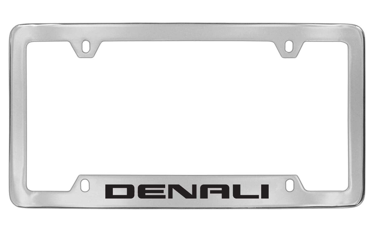 License Frame Inc. Gmc Denali License Plate Frame Holder (4 Hole/Brass, Chrome/Bottom)