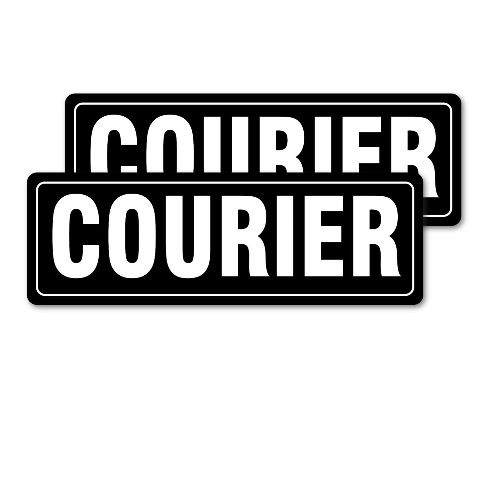 Courier Sign Magnet, Black Courier Car Magnetic Sign for Off Duty Officers 14.2''  5.3'' (2 Pack)