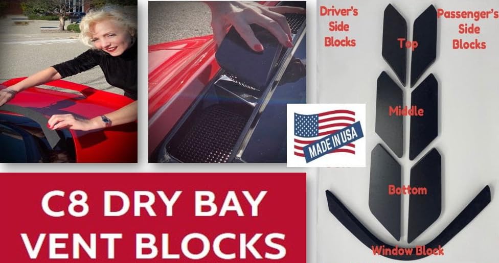 SR1 Performance C8 Corvette Dry Bay Vent Blocks USA Made - The Original Engine Bay Protection 7 Piece Kit with Storage Bag for C