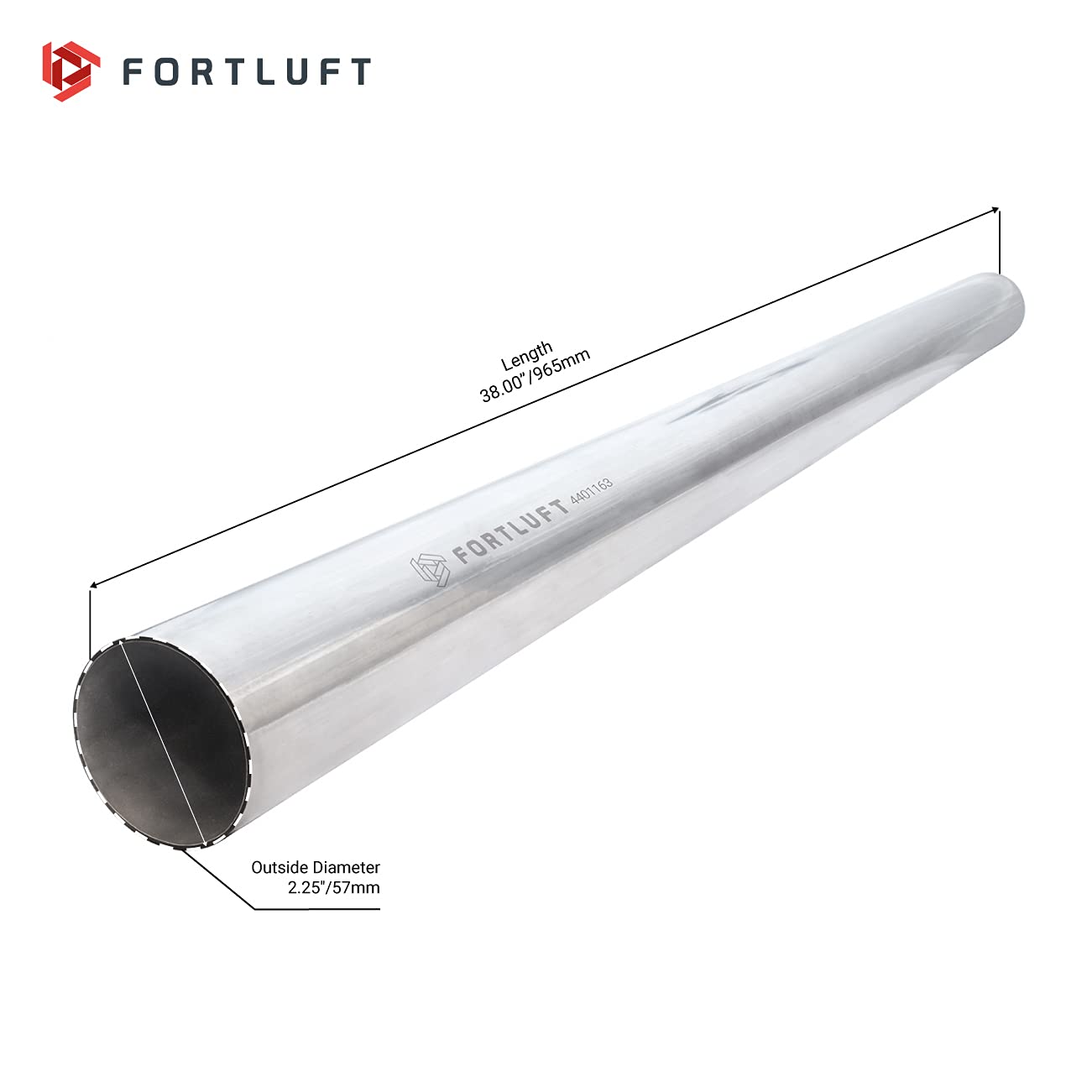 Fortluft Universal Mandrel Exhaust Bend Pipe & Elbow Stainless Steel (Straight Pipe, 2.25''/57Mm)