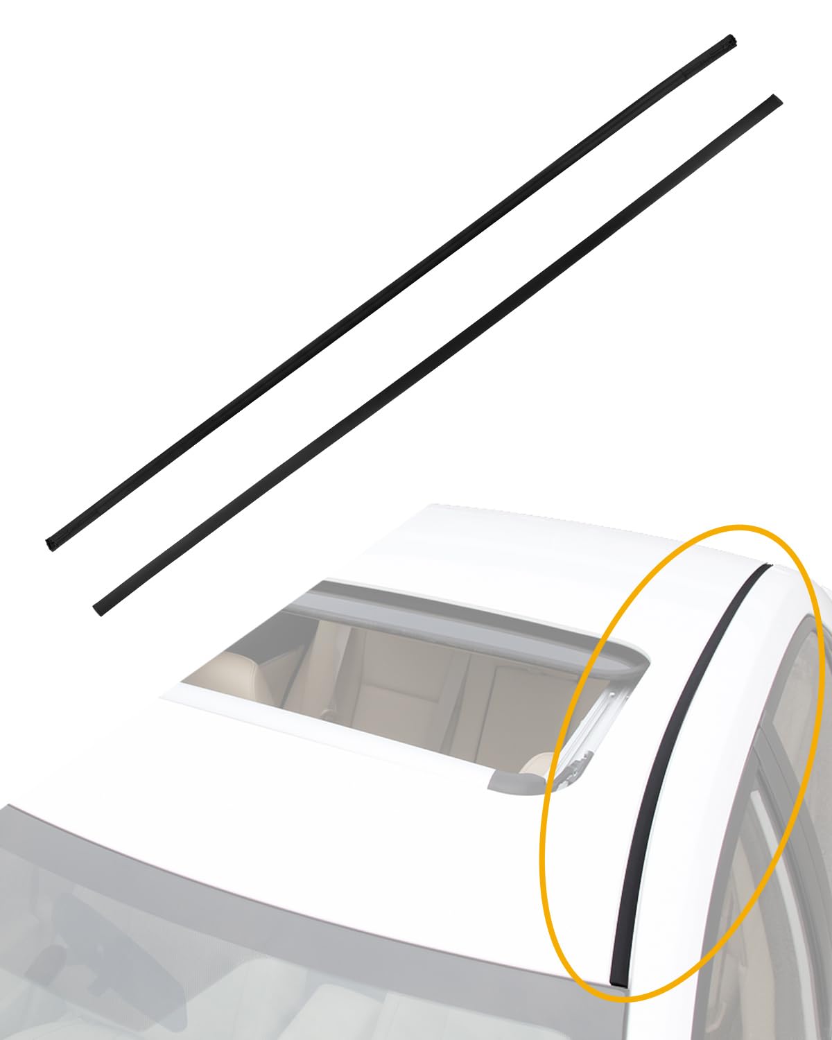 Roof Trim Molding (Pair), Roof Weatherstripping Seal, Compatible with Toyota Corolla 2009-2013, Left Driver and Right Passenger 