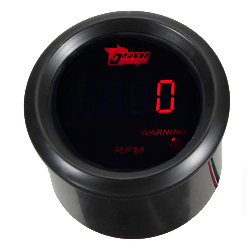 Esupport Car 2'' 52Mm Digital Tacho Gauge Red Rpm Tachometer 0-9999 Automotive