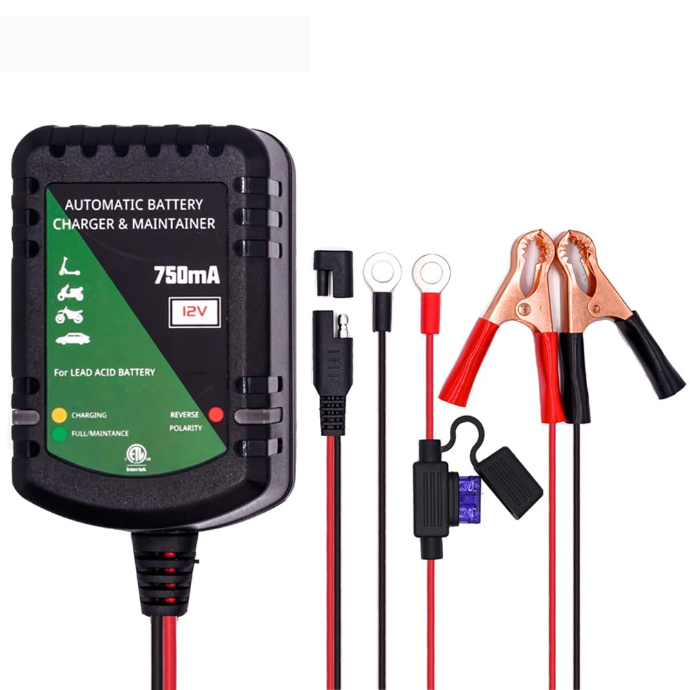 12 Volt Battery Charger 750Ma Automatic Battery Maintainer Trickle Battery Charger Smart Float Charger For Automotive Car Motorc