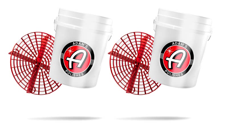 Adam 'S Polishes Car Wash Buckets 5 Gallon Bucket + Grit Guard 2 Pack Perfect Car Detailing Tool For Car Washing & Garage Storag