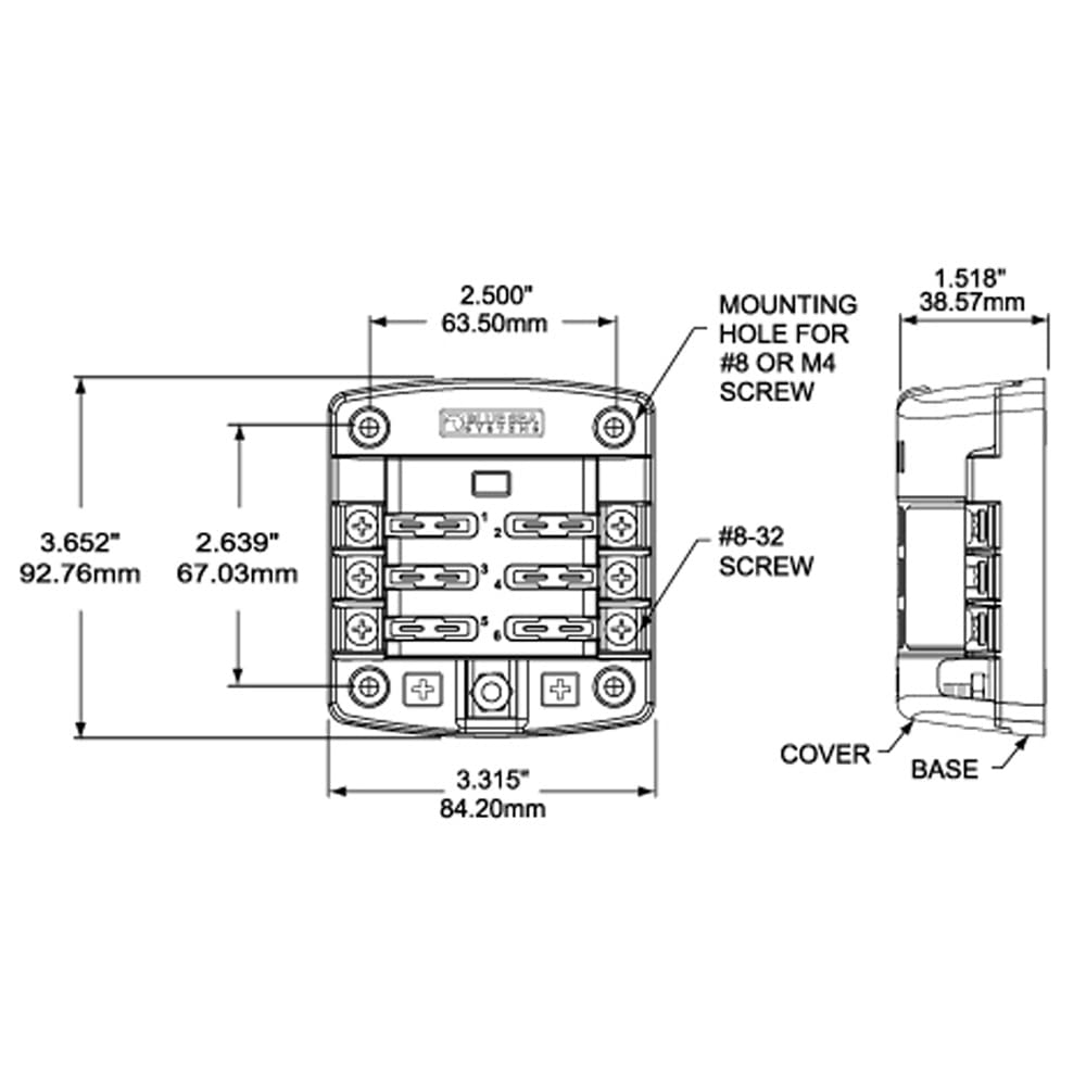 Blue Sea Systems 5033 St Blade Fuse Block 6 Circuit