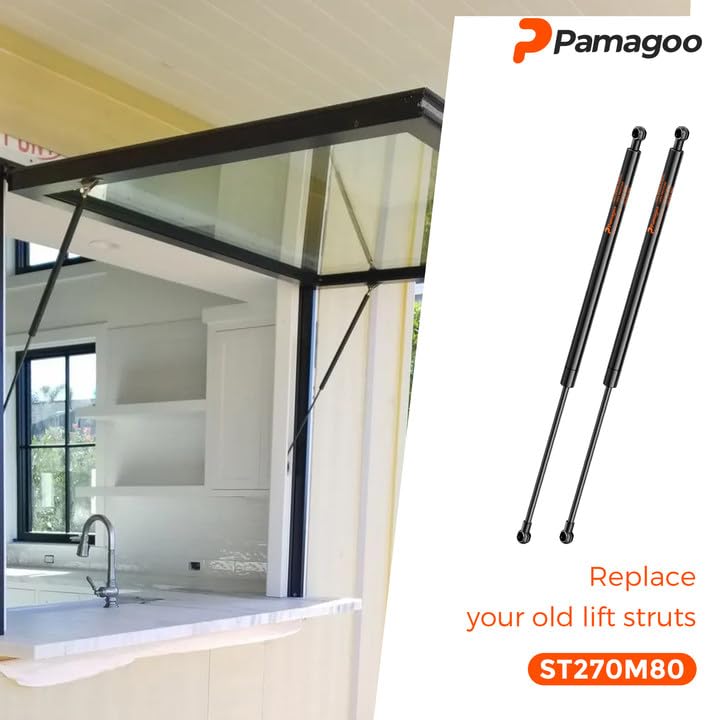 St270M80 27 Inch Gas Strut 80 Lbs 400 N Per Shock, 27'' Gas Spring Prop Lift For Trailer Hatch Door Truck Undercover Tonneau Cov