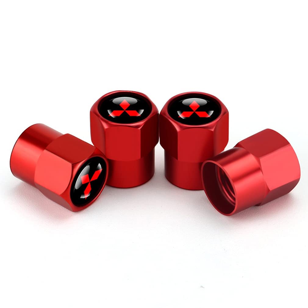 Hisport Hex 016 Red 4Pcs Universal Car Tire Valve Stem Caps Air Cover Fit Mitsubishi Accessories