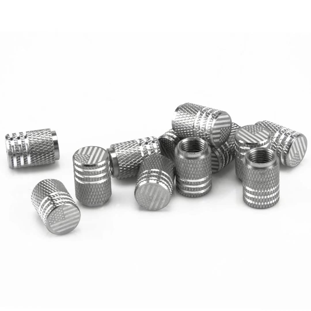 SINGARO American Flag Valve Stem Cap, 12PCS Aluminum Alloy Rubber Sealed Tire Cap, Universal for Cars, Trucks, SUVs and Motorcyc