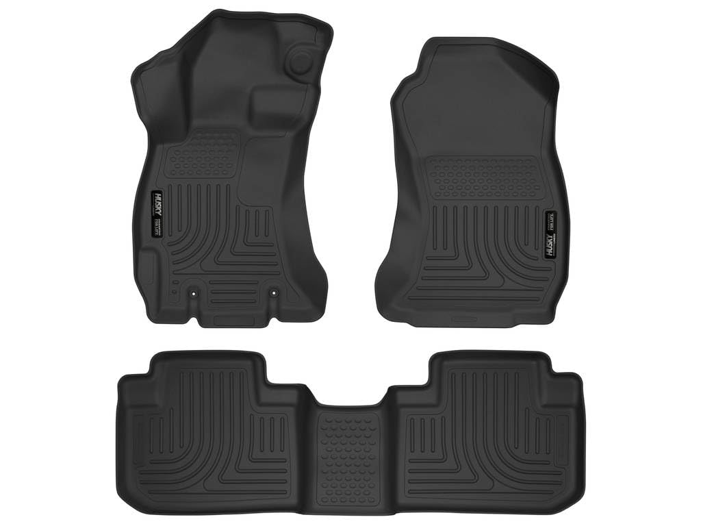 Husky Liners Weatherbeater Floor Mats | Fits 2014-2018 Subaru Forester | Front & 2nd Row, 3-pc Black - 99881