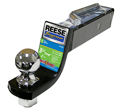 Reese Towpower 21556 Trailer Hitch Drawbar And Ball Hitch Towing Kit, Fits Square 2 Inch Hitch Receiver, 3.25 Inch Drop, 5,000 Lbs. Capacity, Includes 2 Inch Trailer Ball And Hitch Pin & Clip