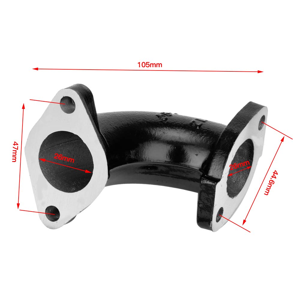 Hiaors Intake Manifold 56-2 Inlet Gasket 26Mm For Vm22 26Mm Carburetor Tao Tao Zongshen Lifan Yx Apollo 125Cc 140Cc Engine Thumpstar Atomic Pit Dirt Bike Black