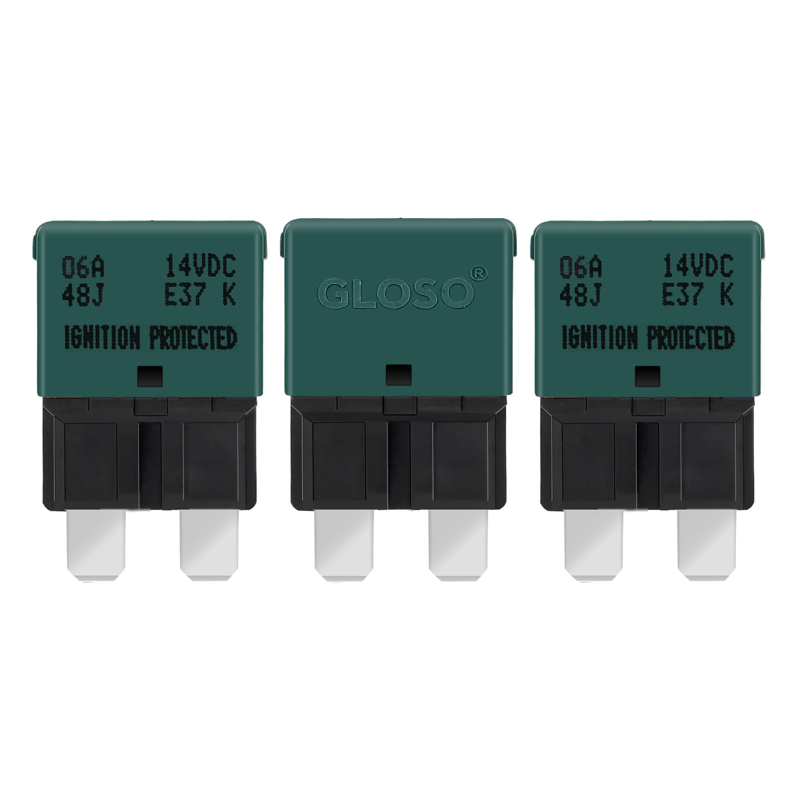 Gloso Circuit Breakers E37 Auto (T1) Reset Low Profile Atc/Ato - (6A - 3 Pack)