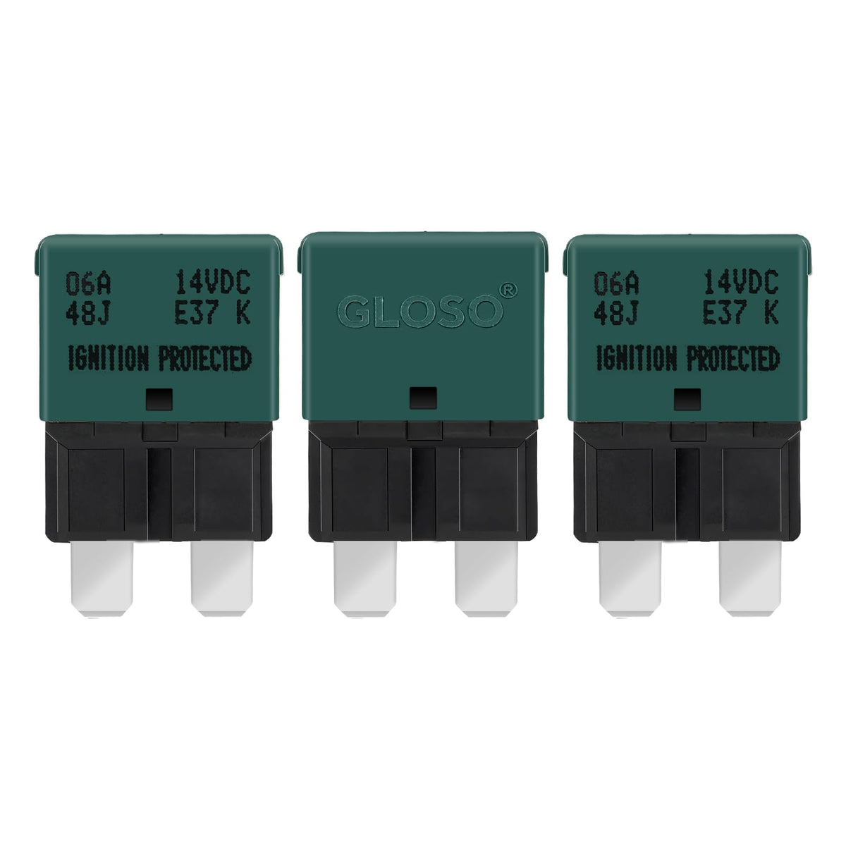Gloso Circuit Breakers E37 Auto (T1) Reset Low Profile Atc/Ato - (6A - 3 Pack)