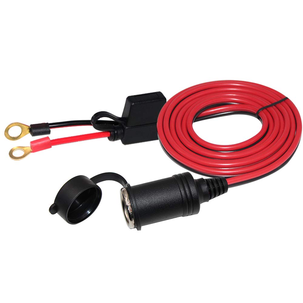 13Ft 12V Female Cigarette Lighter Socket Battery Eyelet Ring Terminal 12Volt Extension Cord Outlet Adapter Plug Power Supply Car