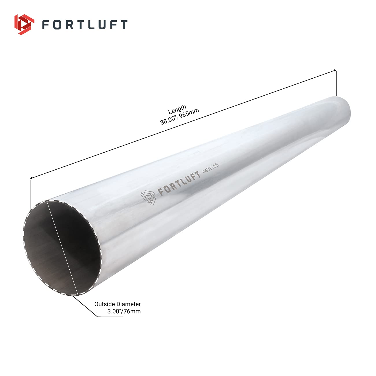 Fortluft Universal Mandrel Exhaust Bend Pipe & Elbow Stainless Steel (Straight Pipe, 3.00''/76Mm)