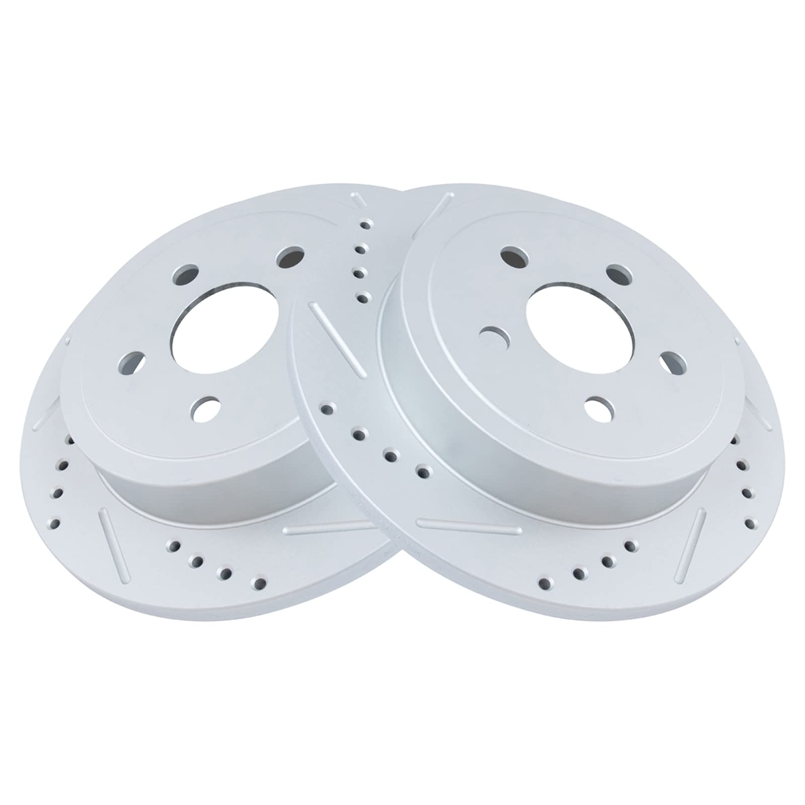 Trq Rear Performance Brake Rotors Set Premium G-Coated Cross Drilled & Slotted Compatible With 2003-2006 Chrysler Pt Cruiser 200