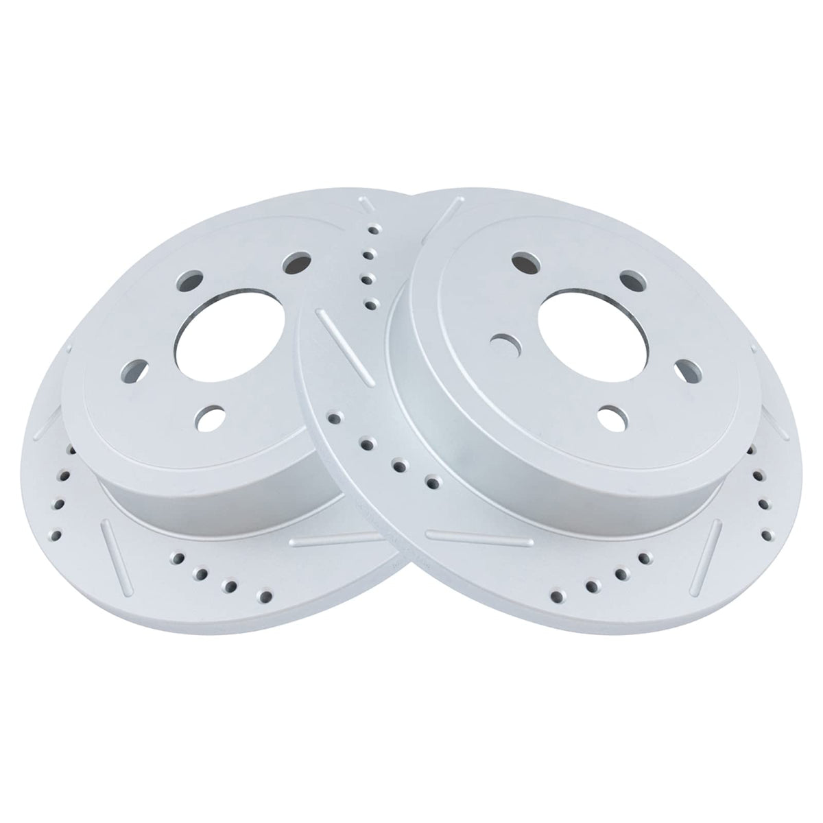 Trq Rear Performance Brake Rotors Set Premium G-Coated Cross Drilled & Slotted Compatible With 2003-2006 Chrysler Pt Cruiser 200