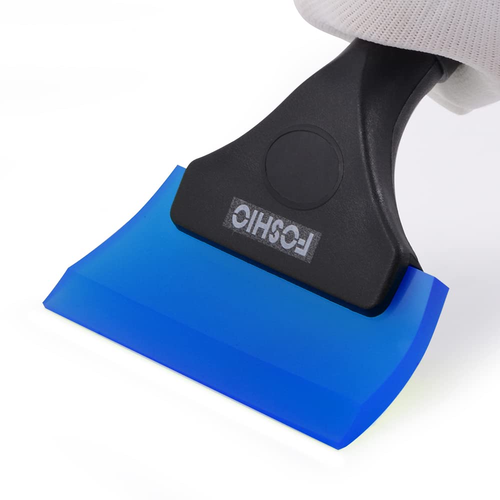FOSHIO Small Squeegee with 5 Inch Dark Blue Rubber Blade Mini Wiper Window Tinting Tools for Mirror Glass Window Cleaner with No