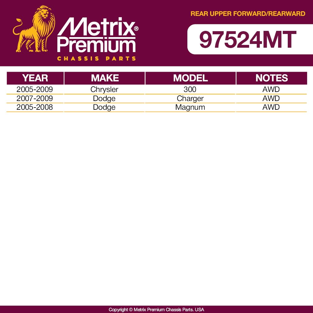 Metrix Premium Chassis Parts - 4 Pc L/R Rear Upper Forward & Rearward Control Arm Kit Fits 05-09 Chrysler 300 Awd, 07-09 Dodge C