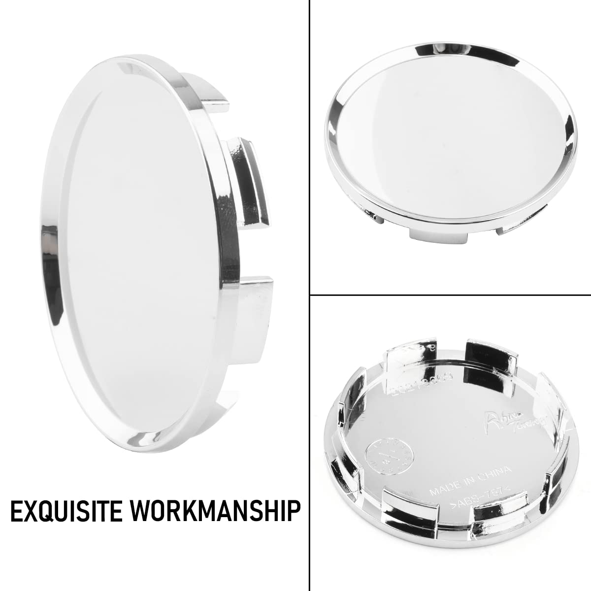 RTRHINOTUNING 63mm Wheel Center Caps for Dodge Dakota/Ram 1500/Durango, Chrome, ABS Material, 4 Pack