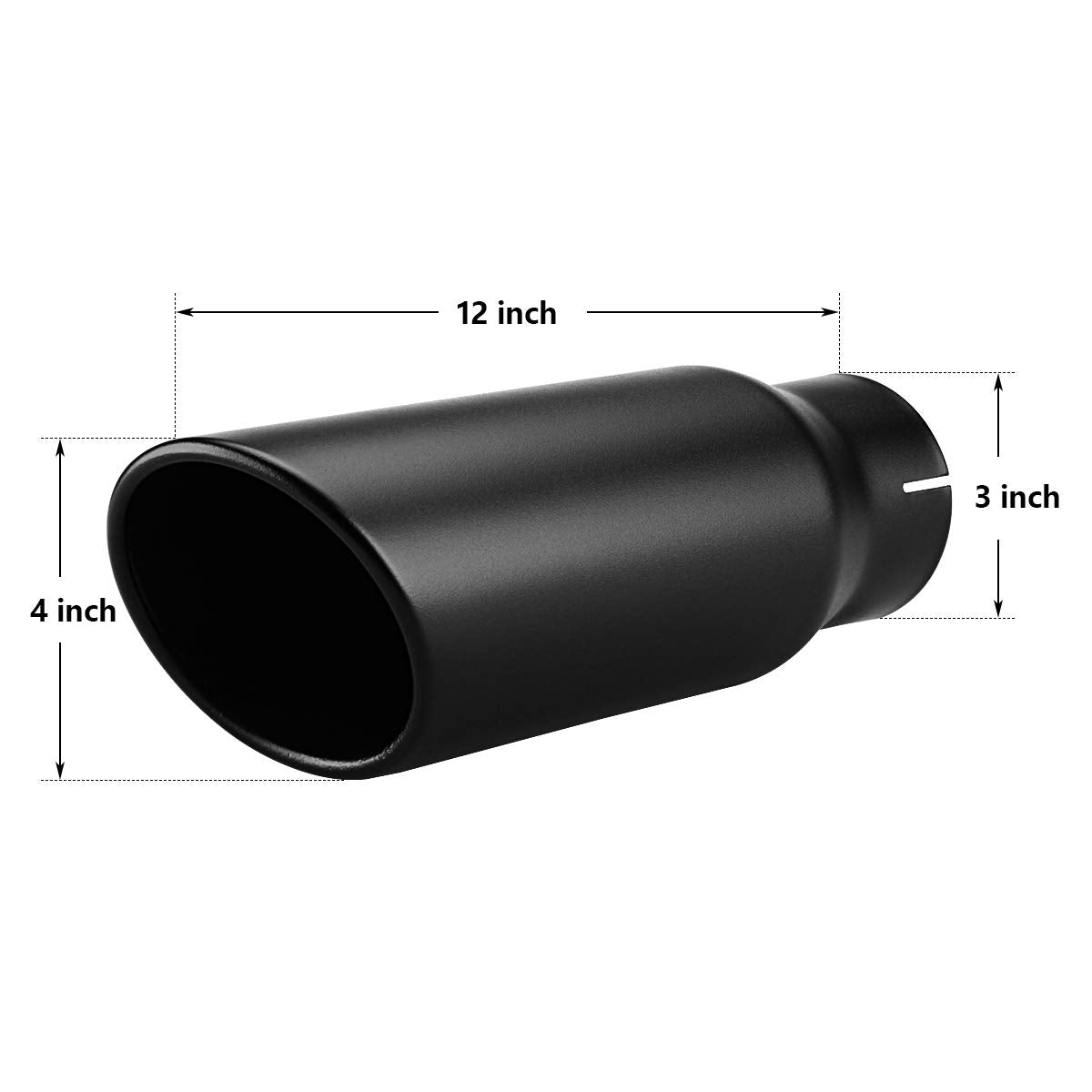 A-Karck Exhaust Tip 3 Inch Inlet, 3'' Inlet 4'' Outlet 12'' Overall Length Clamp On Muffler Tip For Truck Tailpipe, Rolled Angle