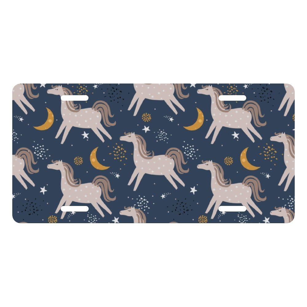 Muishi Colorful Horses Decorative License Plate, Vanity Tag, Metal License Plate, Aluminum Novelty License Plate Home Decor for 
