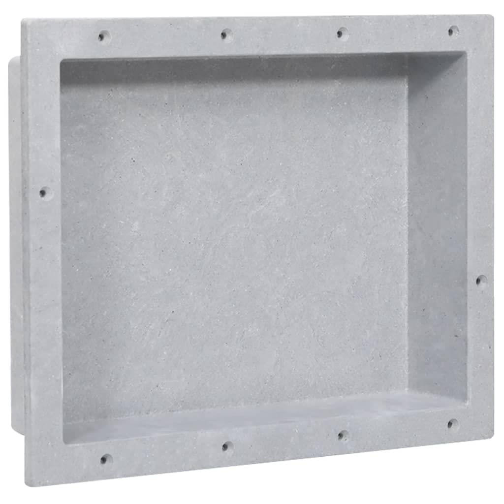 vidaXL Shower Niche Storage Shelf - Matt Gray Resin Construction - Ample Organizational Space 16.1'x20.1'x3.9' - Easy to Assemble