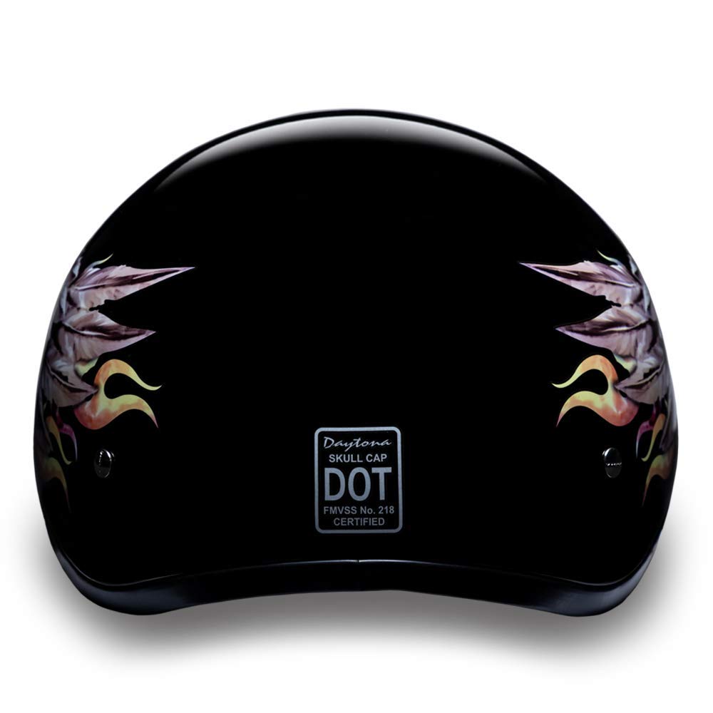 Daytona Helmets Motorcycle Half Helmet Skull Cap- Skull Wings 100% Dot Approved