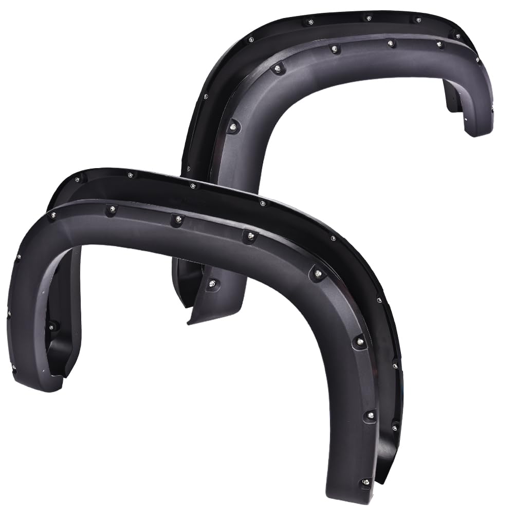 G-Plus Fender Flares, Compatible With Gmc Sierra 1500 2007-2013 4Pcs Wheel Cover Trim Textured Riveted