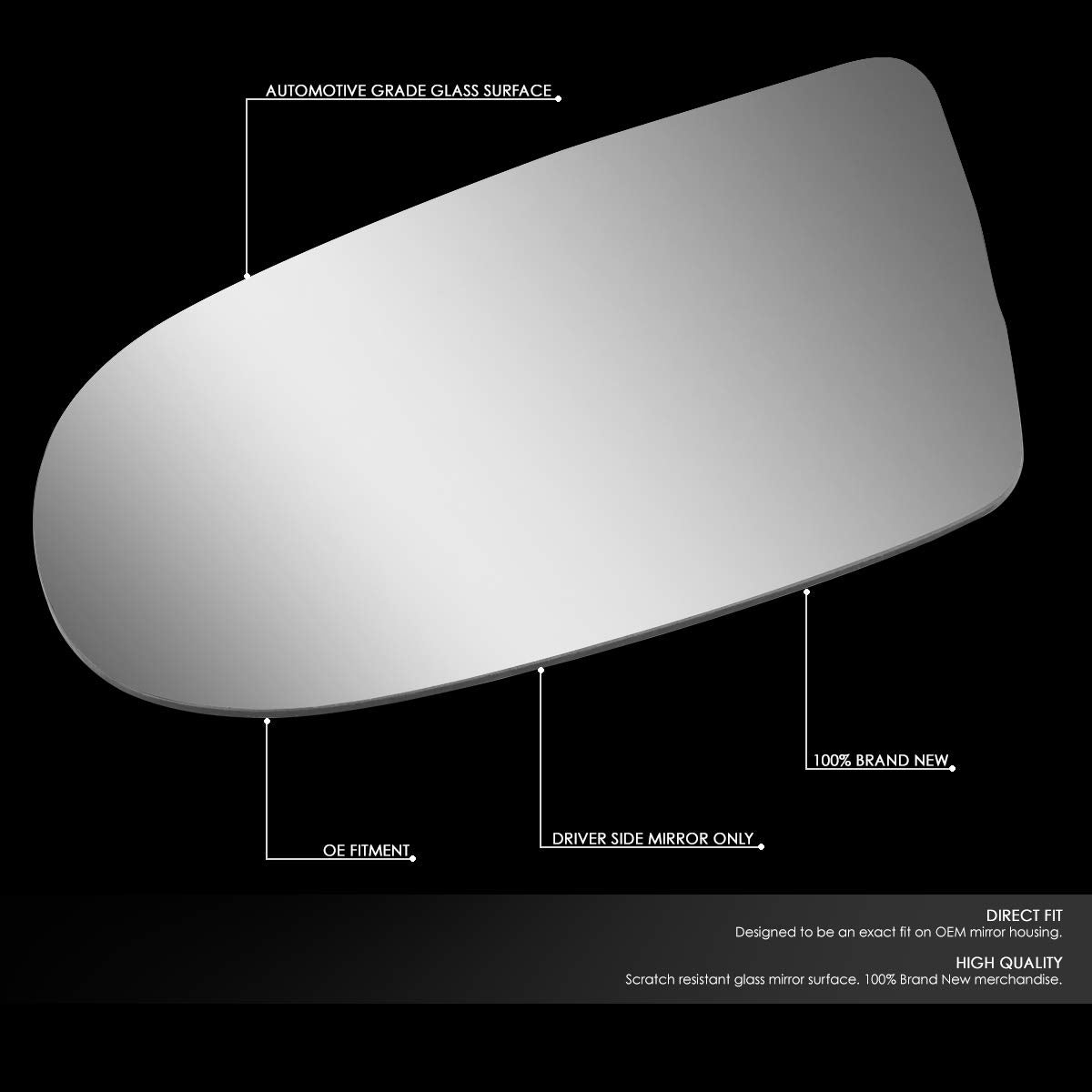 Auto Dynasty Driver/Left Side Door Rear View Mirror Glass Lens Replacement Compatible With 1995-2001 Chevy Lumina