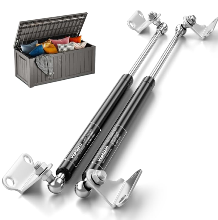 Vepagoo Gas Struts 15 Inch 10Lb/44N Shock With Brackets, Rv Bed Storage Door Lift Kit, Heavy Lid Duty Springs (Fit 8Lb-11Lb Lid)