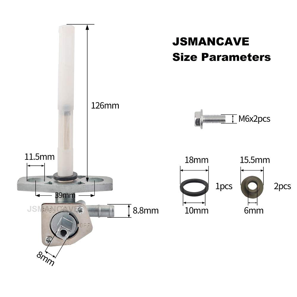 Fuel Vavle Petcock Shut Off Tank Switch Fits For Honda Trx 250Ex 350 400 420 Rancher Trx400 450 500 Foreman Recon 250 Rubicon 500 650 Oem# 16950-Hm8-003 Fuel Tank Petcock Valve Assembly