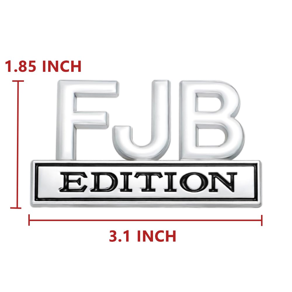 CARRUN 2 Pcs FJB Edition Emblem Car Side Rear Front Hood Trunk Door Badge 3D Decal Sticker Fit for Car Truck SUV (FJB, Silver Bl