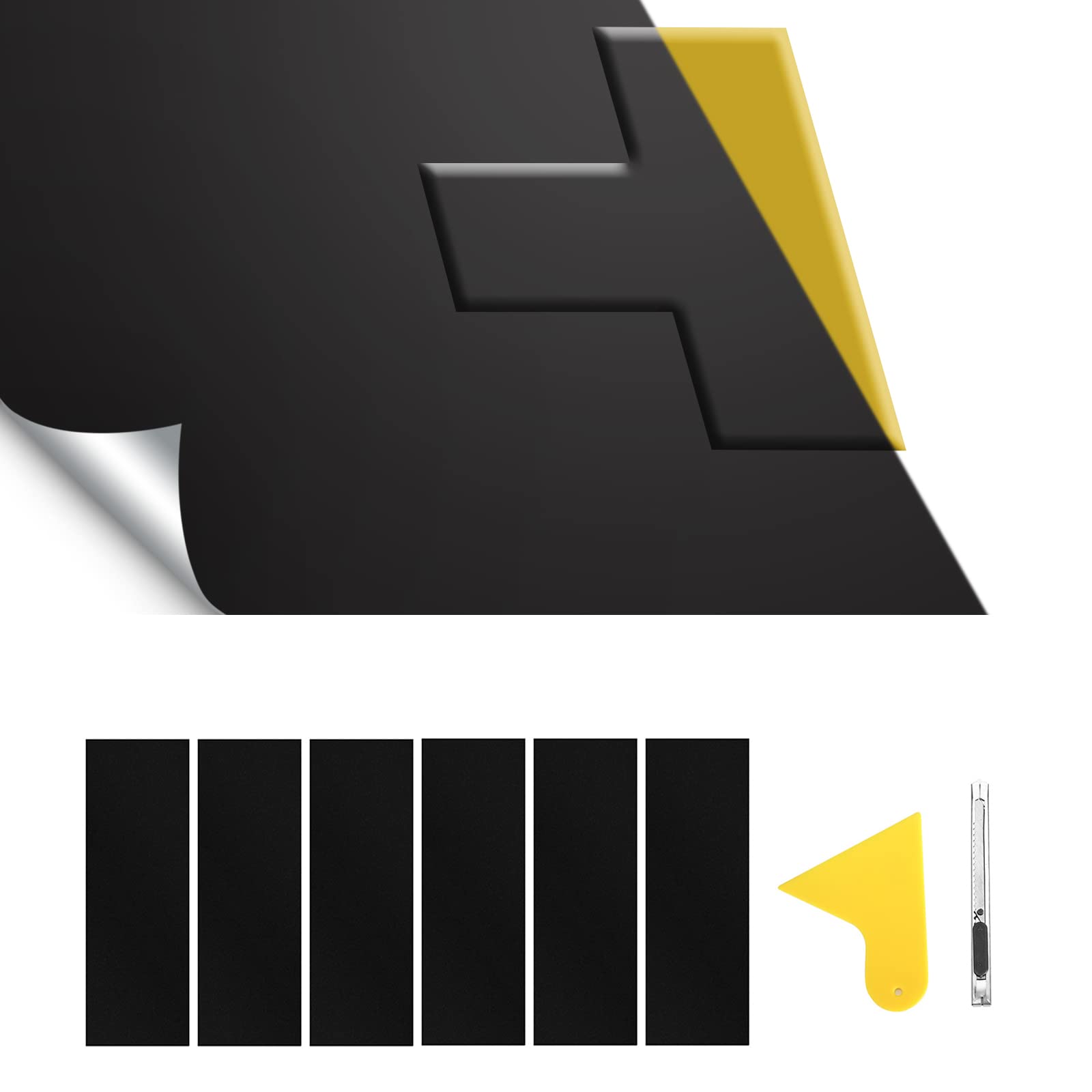 Blakaya 11.8'' X 4'' Bowtie Emblem Wrap Kit For Chevy Logo Overlay Vinyl Wrap With Spatula And Cutter 6Pcs Matte Black