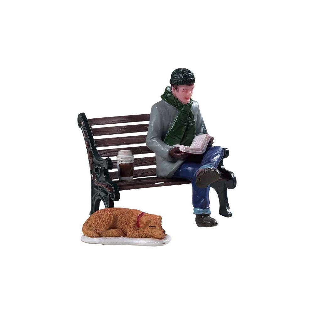 Lemax 92777 Relaxing Day Set Of 2 - Relaxed Day - Man Reads Newspaper - General Product - Accessories Christmas Village