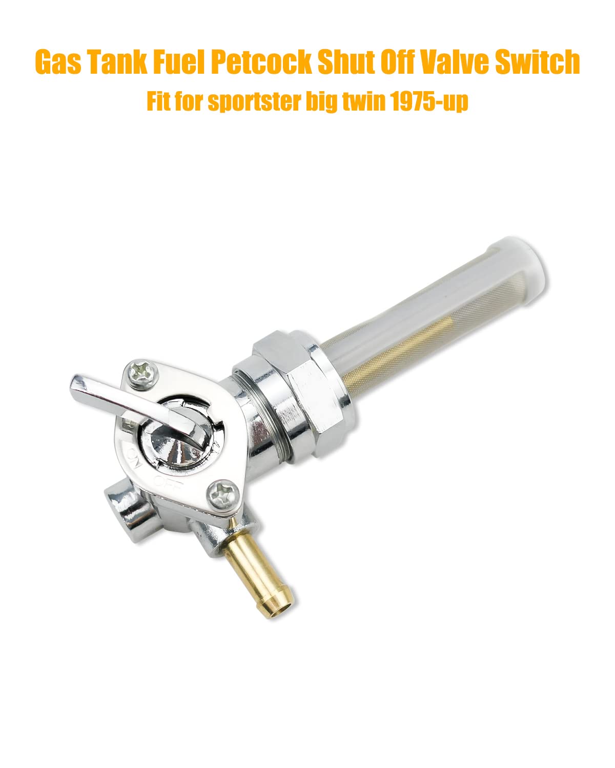 Fuel Valve Petcock With Shut Off Valve Fit For Harley Sportster Big Twin 1975-2006 Replace 62168-81, For 1/4' Id Fuel Hose, 22Mm