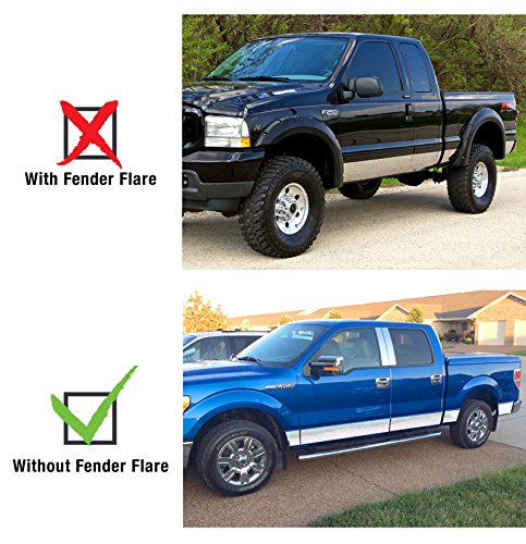 Made in USA! Compatible with 1988-1998 Chevy/GMC C/K Pickup Extended Cab Short Bed W/O Fender Flare Rocker Panel Chrome Stainles